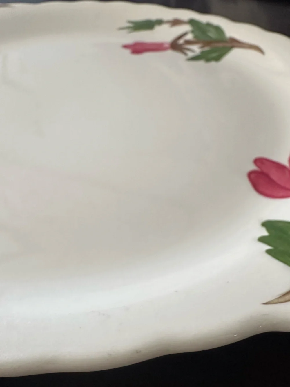 Hand-Painted Floral Ceramic Serving Plate - Pink and Green